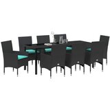  Set stola i stolica s jastukom 9 pcs Crna PE ratan | shoptok.hr