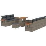  10-delna zunanja sofa z blazinami siva poli ratan akacija | Shoptok.si