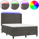  Box spring postelja z vzmetnico LED temno siva 140x200 cm žamet, (20789733) | Shoptok.si