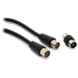 antenski rf kabel (2m, iec muški na ženski, crni)
