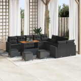 vidaXL set vrtnih trosjeda s 14 dijelova s jastučićima crni poli ratan acacia | shoptok.hr