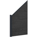 vidaXL Set ograde 95 x 180 cm WPC i aluminij Crna - Crna 1 kosi odjeljak (tamnosivi stup) Cijene