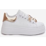Boto Women's Platform Sneakers With Ribbons White-Gold Ocerdia | Shoptok.si