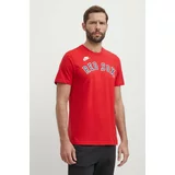 Nike Bombažna kratka majica Boston Red Sox moška, rdeča barva