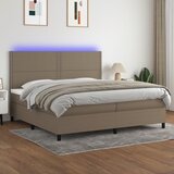  Krevet box spring s madracem LED smeđesivi 200x200 cm tkanina | shoptok.hr