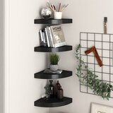 vidaXL Plutajuće kutne police 4 kom crne 25 x 25 x 3,8 cm MDF Cijene