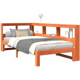  Knjižna postelja brez vzmetnice vošč. rjava 100x200 cm borovina, (21791009) | Shoptok.si