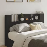 vidaXL Omarica za vzglavje postelje LED črna 160x16,5x103,5 cm