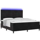  LED Box Spring Krevet s uzglavljem Crna 180 x 200 cm Baršun | shoptok.hr