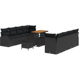 vidaXL 11-dijelni set vrtne sofe s jastučićima, crni, ratan, akacija, sofa za dva na otvorenom s jastučićima, crni ratan, 3-dijelni set za objedovanje u vrtu s jastučićima, crni, ratan, akacija Cijene