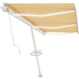 vidaXL Avtomatska tenda LED + senzor 600x300 cm rumena/bela Cene