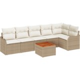 vidaXL Set vrtnih sofa od 7 komada s jastučićima bež poli ratan akacije | shoptok.hr
