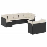 Maison Chic Seti vrtnega pohištva - Vrtna garnitura - Vrtni pohištvo set 9-delna z blazinami črn poli ratan, (21797247) | Shoptok.si