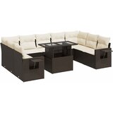  10-dijelni set vrtnih sofa od poliratana s jastucima smeđi | shoptok.hr