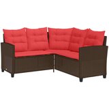  Set vanjskih sofa s jastukom 2 pcs Smeđa i crvena poliratan | shoptok.hr