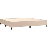  Box spring postelja z vzmetnico kapučino 200x200 cm um. usnje | Shoptok.si