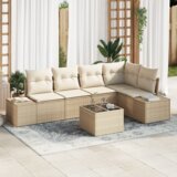 vidaXL 6-delni vrtni kavč set z blazinami rjavega poly ratana | Shoptok.si