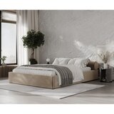 Maison de Rêve Svetlo rjava oblazinjena zakonska postelja s prostorom za shranjevanje z letvenim dnom 160x200 cm Solvo – | Shoptok.si