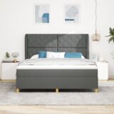 Box vzmetna postelja z vzmetnico - Temno siva, 180x200 cm, Tkanina, (22081123) | Shoptok.si