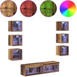 TV ormar S LED lampica s ladicama Zidne 8 pcs Staro drvo Stakl | shoptok.hr