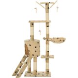vidaXL Penjalica za mačke sa stupovima za grebanje od sisala 138 cm bež s uzorkom šapa | shoptok.hr