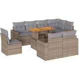 vidaXL 9-dijelni set vrtnih sofa s jastucima bež od poliratana | shoptok.hr