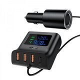  Acefast B8 (3XUSB-A+1XUSB-C) avtomobilski polnilec z digitalnim zaslonom Cene