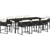  Set za obedovanje u vrtu s 9 dijelova s jastučićima - crni poliratan | shoptok.hr