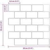  Subway pločica 10 pcs Bijela crna 30 x 30 cm Poliuretan i PET | shoptok.hr