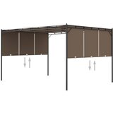 vidaXL Vrtni paviljon s stransko zaveso 4x3x2,25 m taupe cene