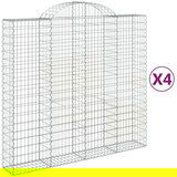  Obokane gabion košare 4 kosi 200x50x180/200 cm pocinkano železo | Shoptok.si