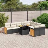 vidaXL 10-dijelni set vrtnih sofa s jastucima crni od poliratana | shoptok.hr