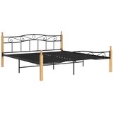  Okvir kreveta crni od metala i masivne hrastovine 200 x 200 cm | Eponuda.com