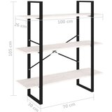 vidaXL Ormarić za knjige s 3 razine bijeli 100x30x105 cm od borovine | shoptok.hr