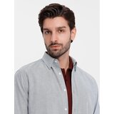 Ombre Elegant men's oxford shirt with embroidery - light grey | Eponuda.ba