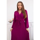 Kesi Włoski Dress tied with a pleated hem plum | Shoptok.si