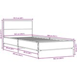 vidaXL Posteljni okvir dimljeni hrast 100x200 cm inž. les in kovina, (21128302) | Shoptok.si