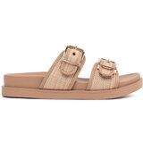 GOODIN Beige flat flip-flops with buckles | Shoptok.si