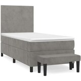 Box spring postelja z vzmetnico svetlo siva 90x200 cm žamet, (20791630) | Shoptok.si