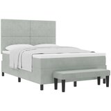 vidaXL svetlo siva postelja na škatli z vzmetnico in klopjo 140x200 cm žamet | Shoptok.si