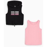 CA set duks + top za devojčice, bez rukava, regular fit, crno-roze Cene