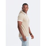 Ombre Men's casual cotton t-shirt with hood - beige | Eponuda.ba