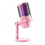 INF USB kondenzatorski mikrofon z RGB, brez zakasnitve in 3.5mm vhod Pink, (5000289894) | Shoptok.si