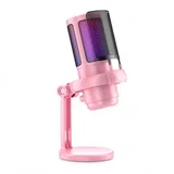 USB kondenzatorski mikrofon z RGB, brez zakasnitve in 3.5mm vhod Pink, (5000289894)