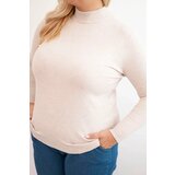 Kesi Włoski Women's Plus Size Viscose Sweater with Turtleneck beige | shoptok.hr