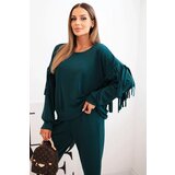 Kesi Włoski Women's butter set with fringes on the sleeves teal Cijene