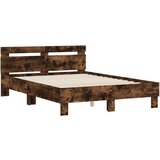  Posteljni okvir z vzglavjem dimljen hrast 135x190 cm inž. les, (20978768) | Shoptok.si