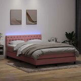  Box spring postelja z vzmetnico roza 140x210 cm žamet, (22011228) | Shoptok.si