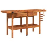  Radni stol s ladicama i škripcima 162x62x83 cm od drva bagrema | shoptok.hr