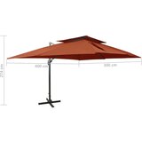 vidaXL Vrtni senčnik z dvojno streho terakota 400x300 cm | Shoptok.si